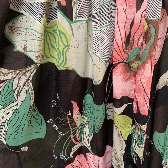 Printed chiffon midi dress with bishop sleeves - Picture 3 of 4